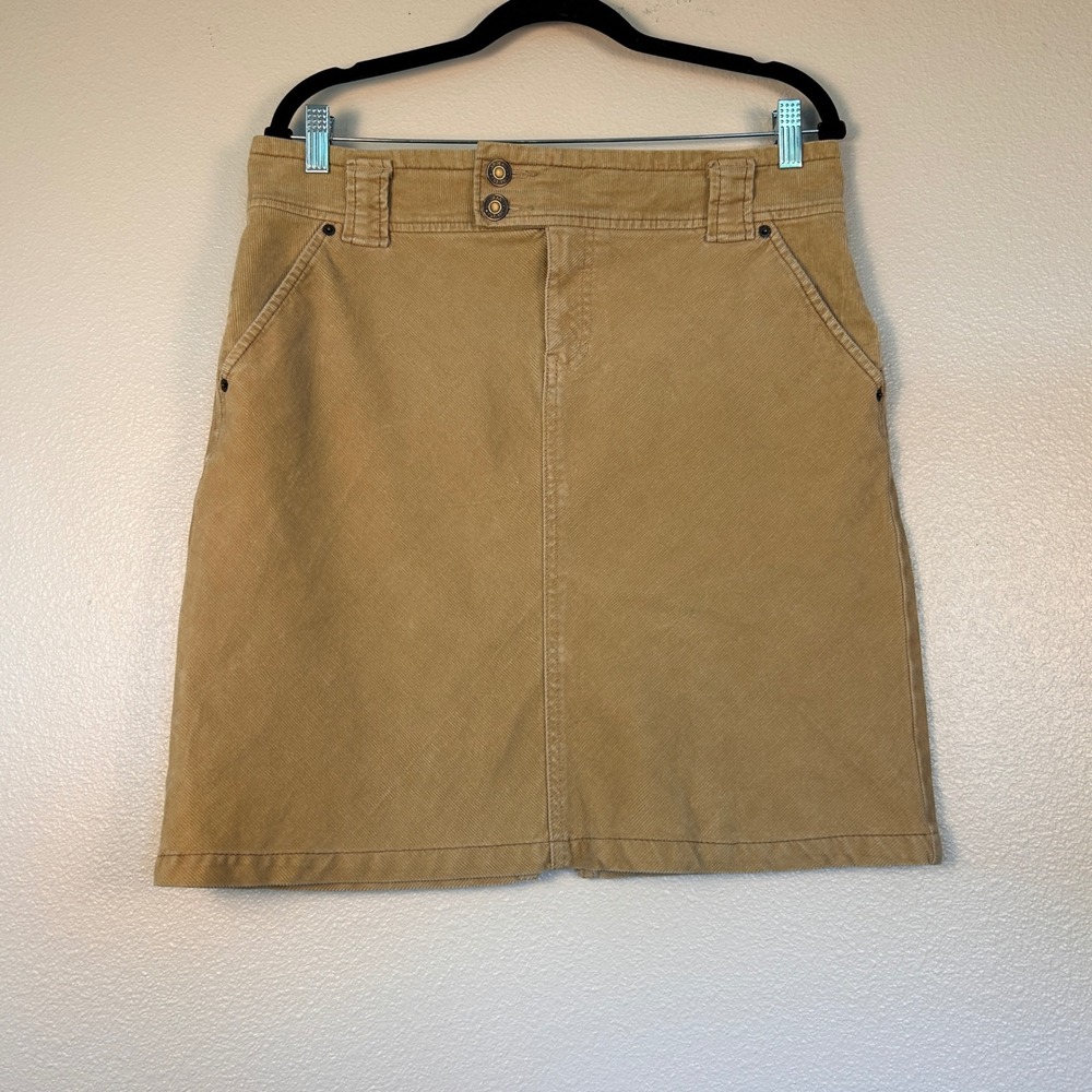 Gap Tan Khaki Corduroy Mini Skirt Stretch Double Button Size 10 Fall